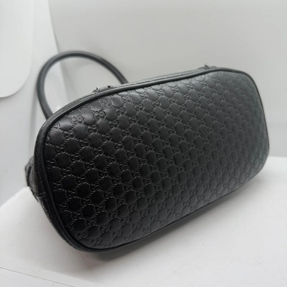 Gucci Microguccissima Mini Dome‎ Satchel Black Leather Crossbody Bag Handbag GG
